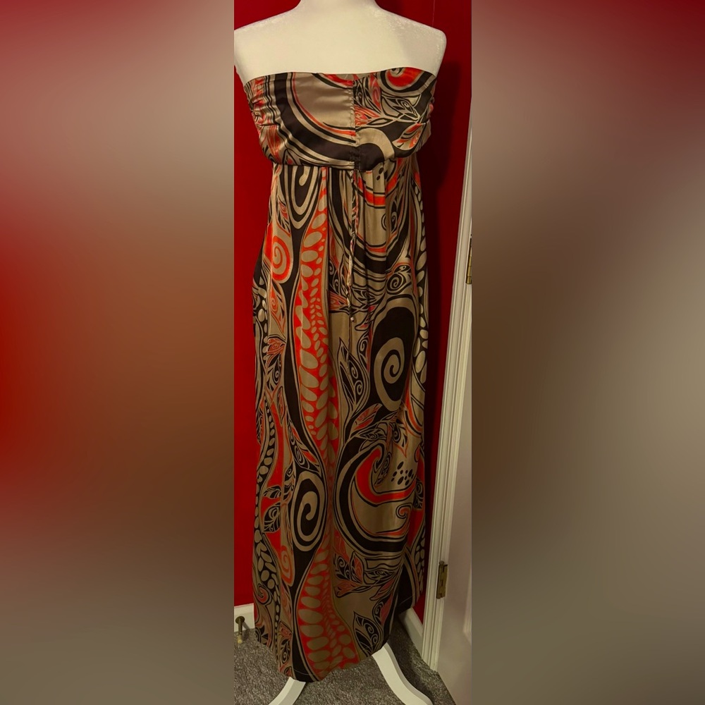 Strapless multi color maxi dress